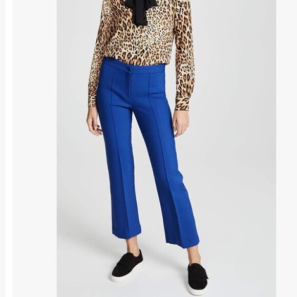 Theory Cardinal Trousers Wool Blend Cosmic Blue Straight Leg Womens 12 Career - Picture 1 of 13